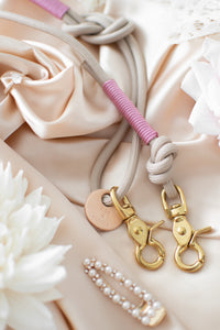 Bridal Dog Leash (Beige and pink trim)